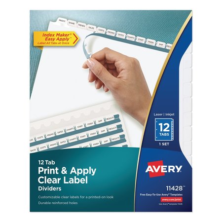 AVERY DENNISON Printable Index Dividers, 12 Tabs, White 11428